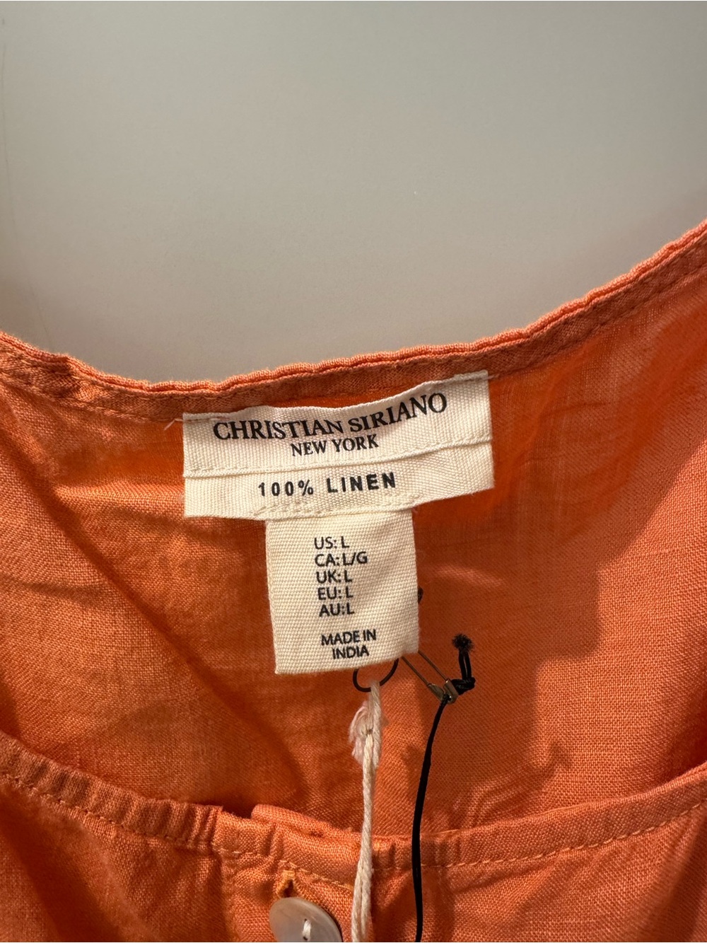 Christian Siriano Orange Linen Button-Front Camisole - Picture 3 of 3